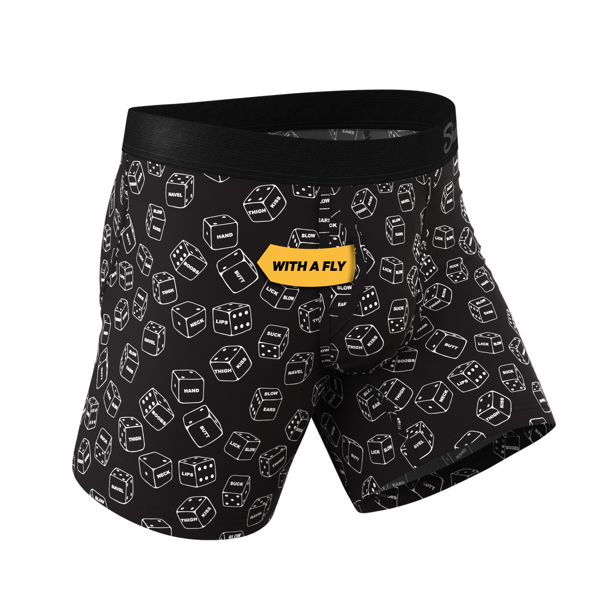 The Free For All | Glow In The Dark Dice Ball Hammock® Pouch Underwear With Fly - Shinesty