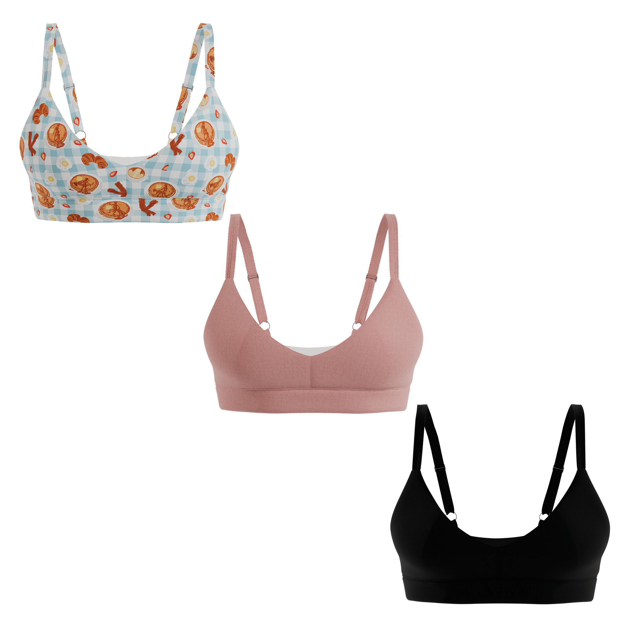 The Breakfast in Bed | Boob Hammock™ Plunge Bralette 3 Pack - Shinesty