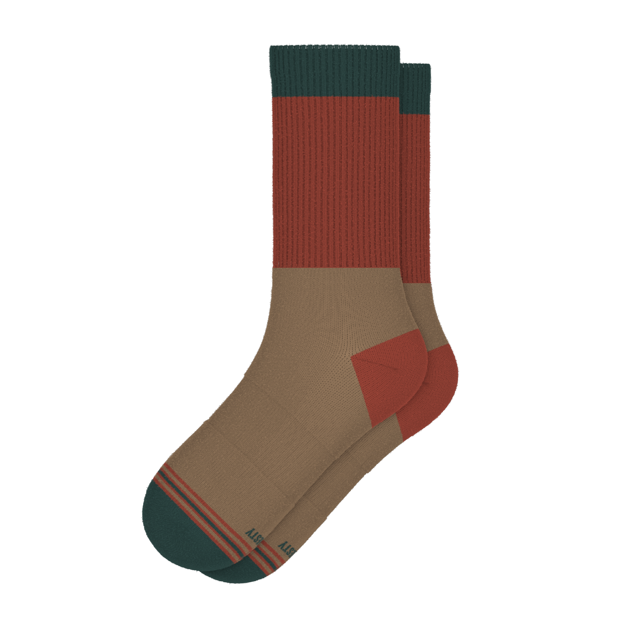 The Car Camper | Earth Tone Color Block Heel Hammock™ Crew Socks - Shinesty