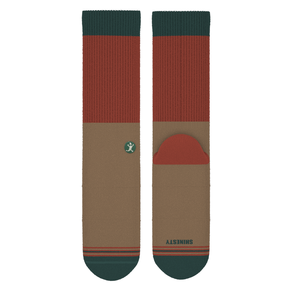 The Car Camper | Earth Tone Color Block Heel Hammock™ Crew Socks - Shinesty
