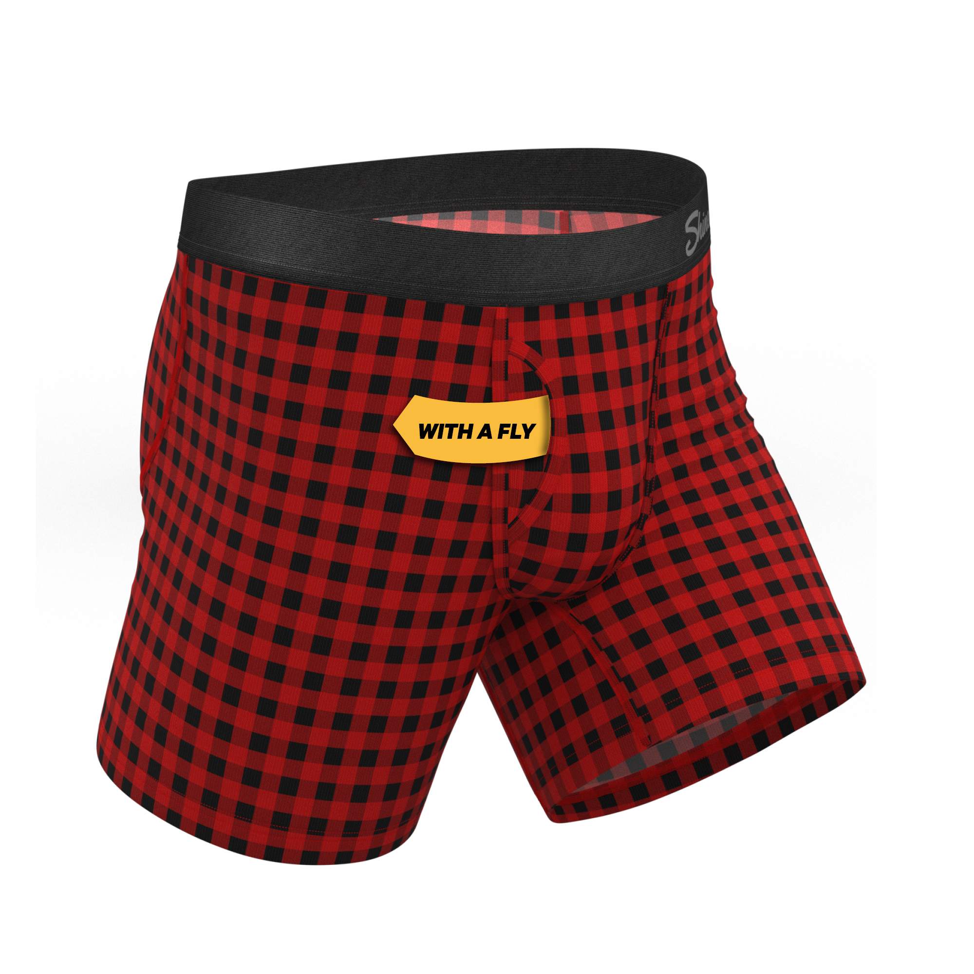 The Cardinal | Micro Buffalo Check Ball Hammock® Pouch Underwear With Fly - Shinesty