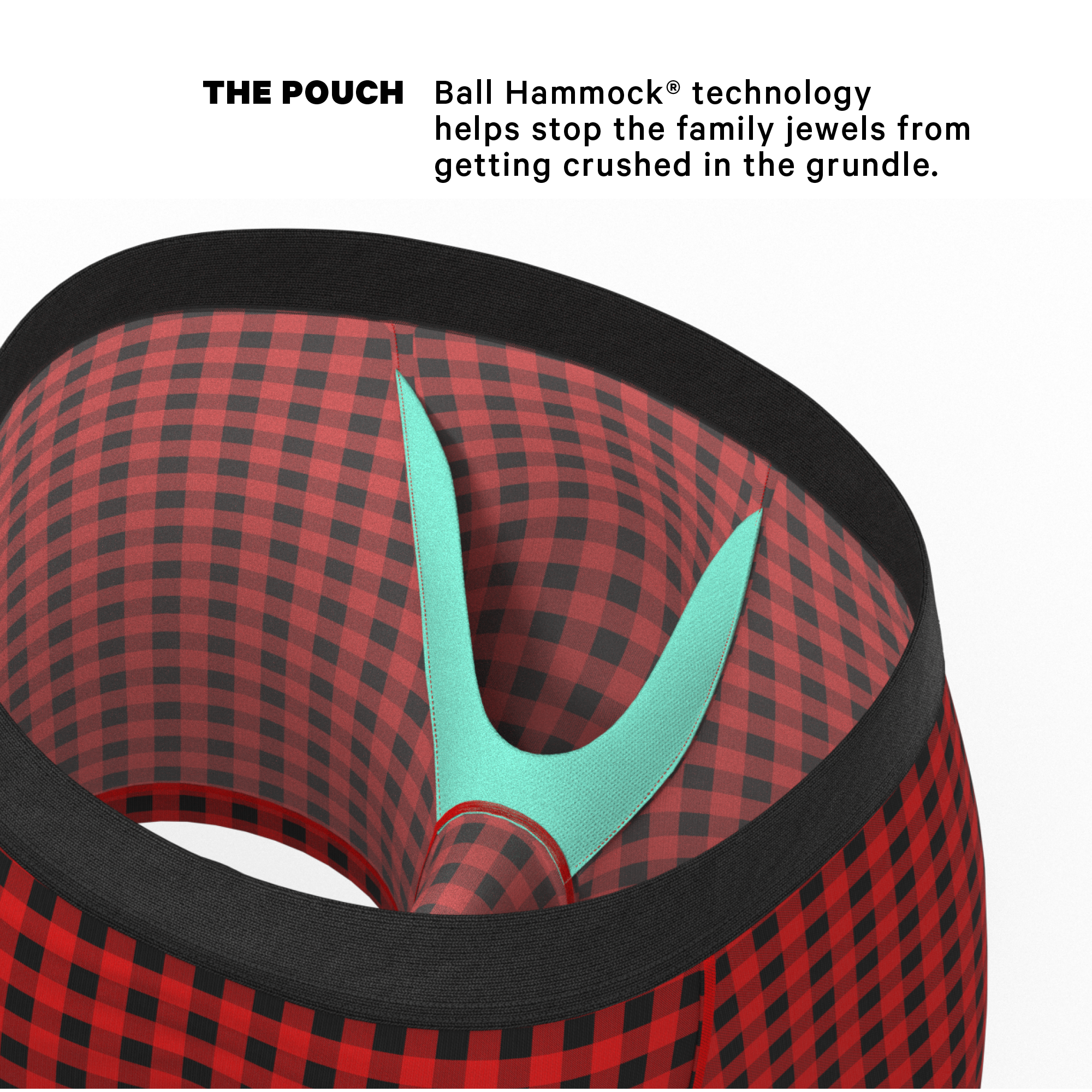 The Cardinal | Micro Buffalo Check Ball Hammock® Pouch Underwear - Shinesty
