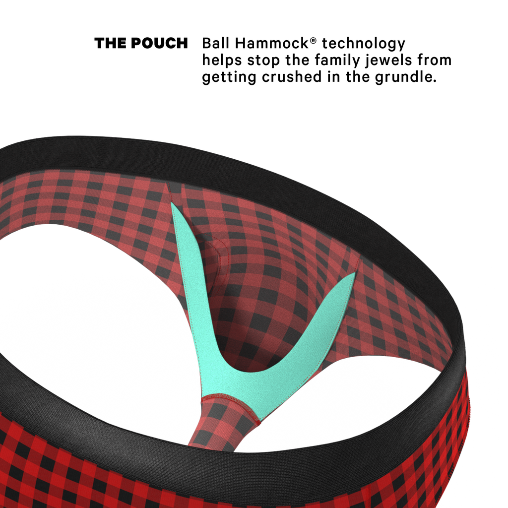 The Cardinal | Micro Buffalo Check Ball Hammock® Pouch Underwear Briefs - Shinesty