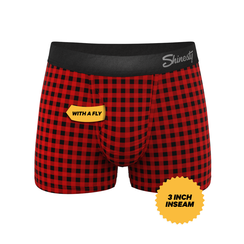The Cardinal | Micro Buffalo Check Ball Hammock® Pouch Trunks Underwear - Shinesty
