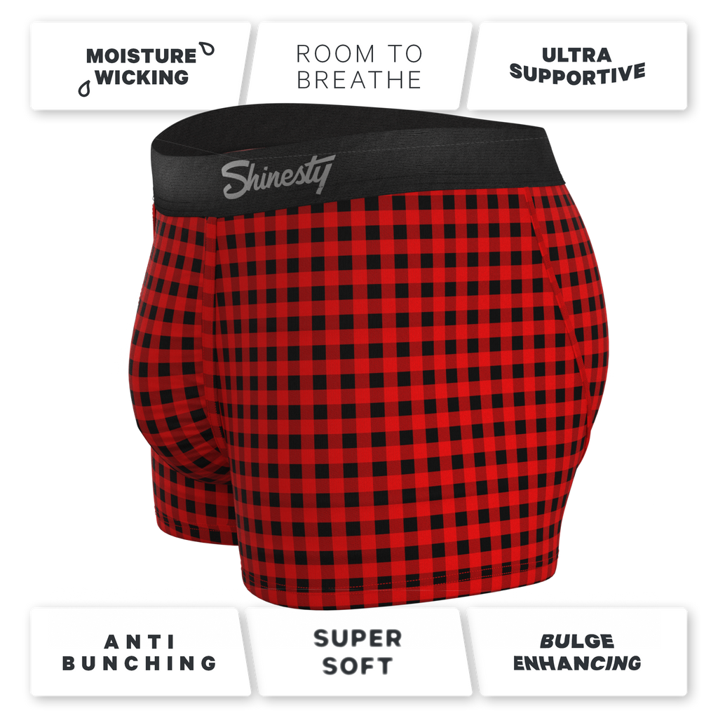 The Cardinal | Micro Buffalo Check Ball Hammock® Pouch Trunks Underwear - Shinesty