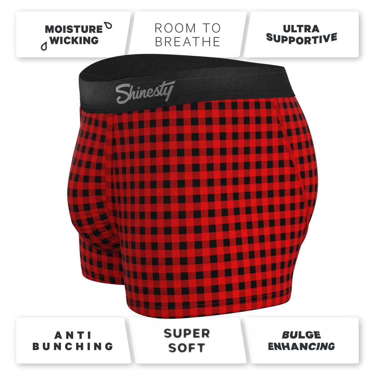 The Cardinal | Micro Buffalo Check Ball Hammock® Pouch Trunks Underwear - Shinesty