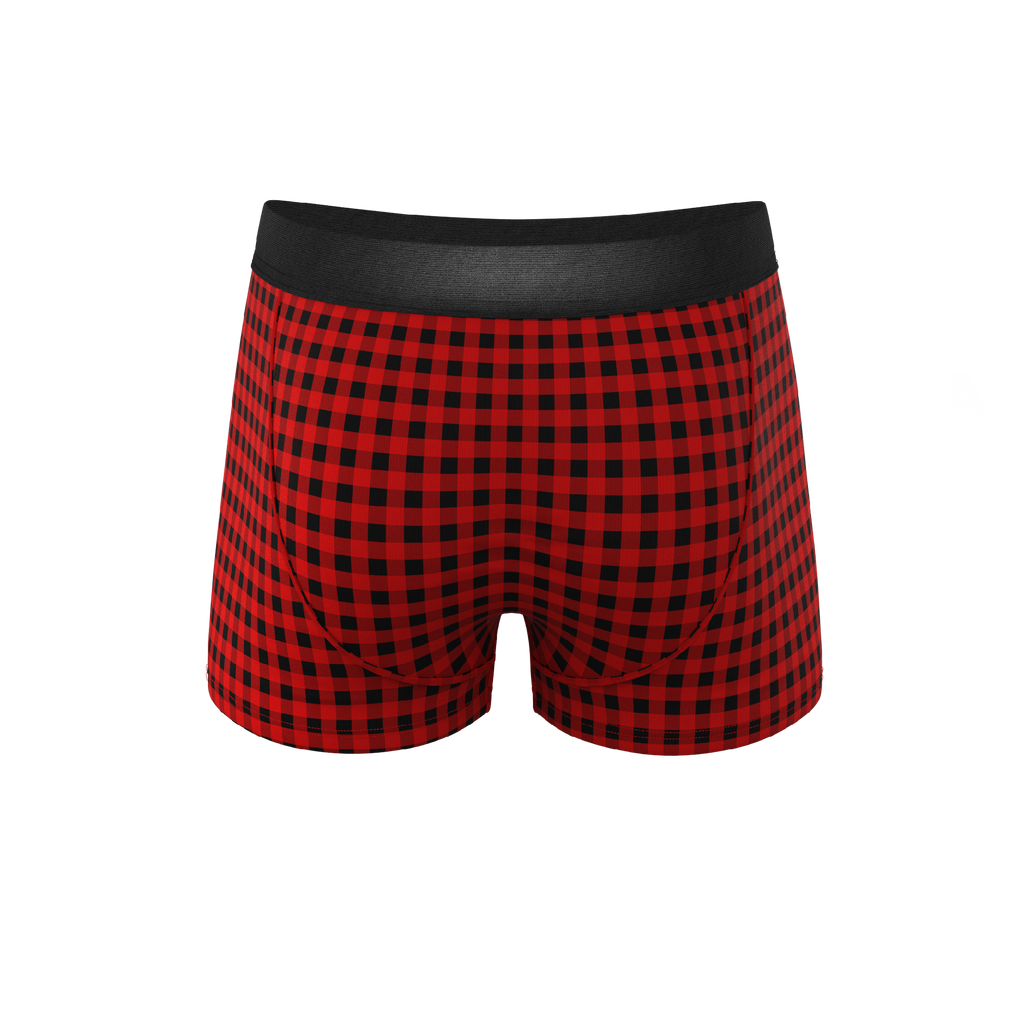 The Cardinal | Micro Buffalo Check Ball Hammock® Pouch Trunks Underwear - Shinesty