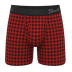 The Cardinal | Micro Buffalo Check Ball Hammock® Pouch Underwear With Fly - Shinesty