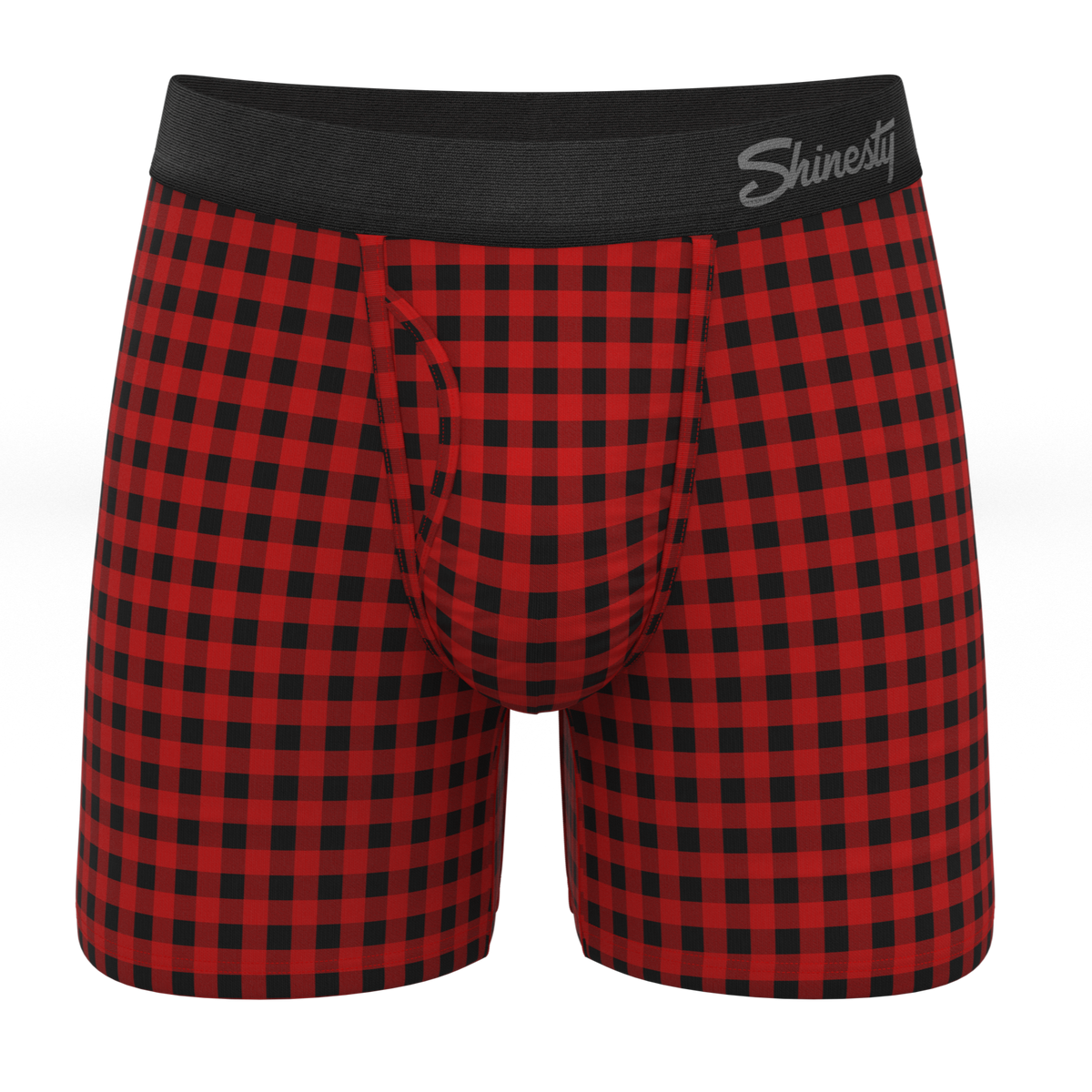 The Cardinal | Micro Buffalo Check Ball Hammock® Pouch Underwear With Fly - Shinesty