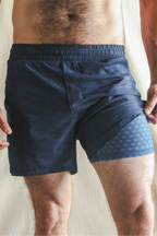 The Cardio King | Navy Space Dye Ball Hammock® 5 Inch Athletic Shorts - Shinesty