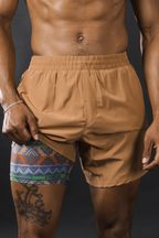 The Casual Thigh Day | Khaki Aztec Ball Hammock® 7 Inch Athletic Shorts - Shinesty