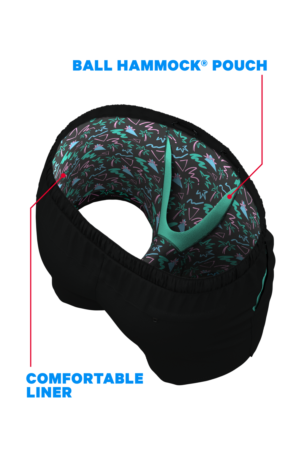 The Catamaran | Black Tropical Ball Hammock® Pouch 5" Swim Trunks - Shinesty