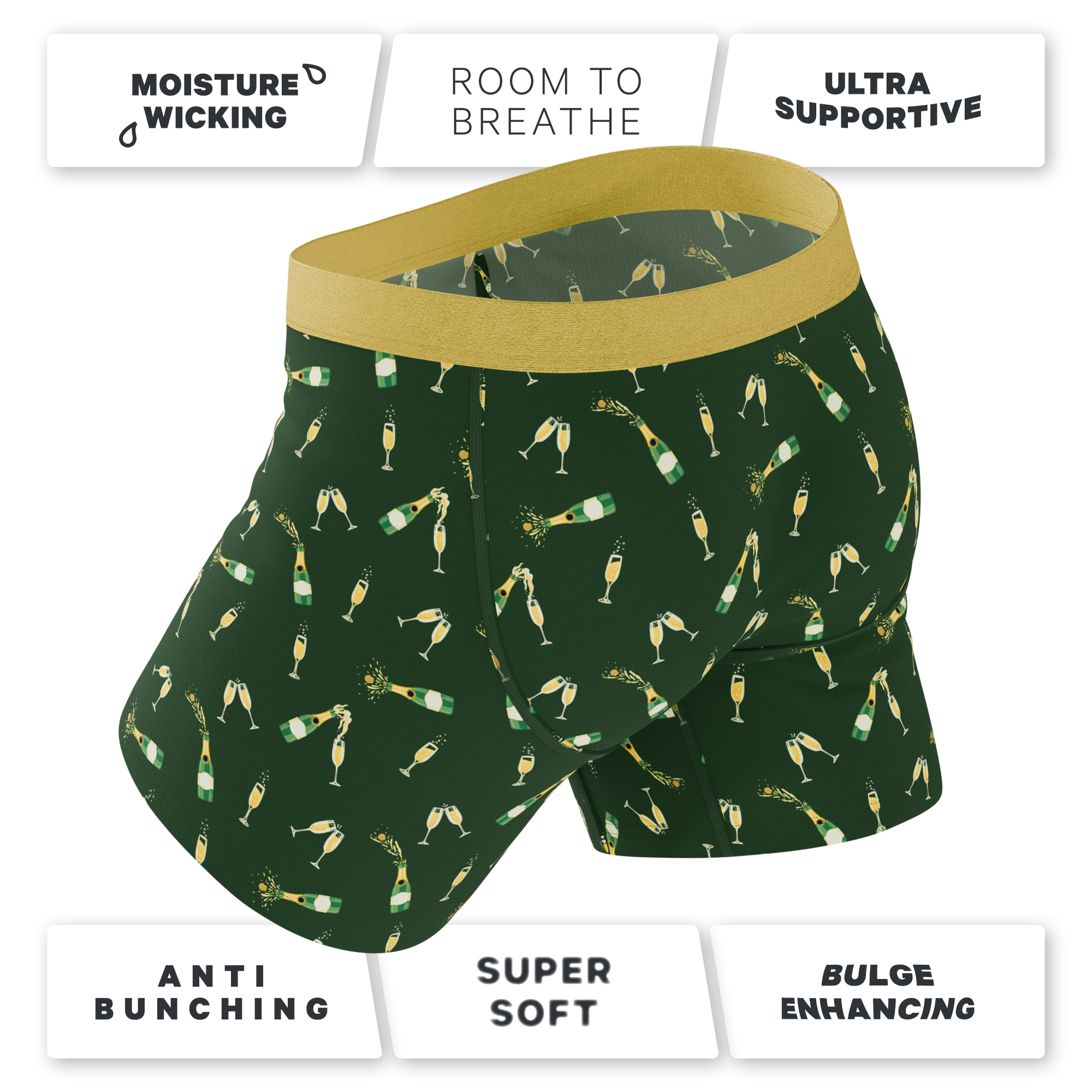 The Champagne Showers | New Years Ball Hammock® Pouch Underwear With Fly - Shinesty