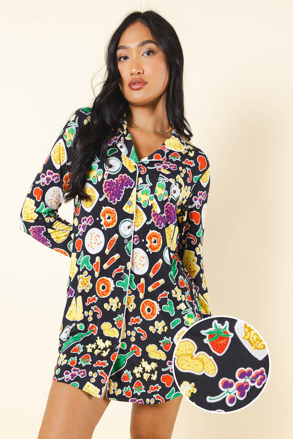 The Charcuterie | Charcuterie SleepDeep™ Long Sleeve Pajama Dress - Shinesty
