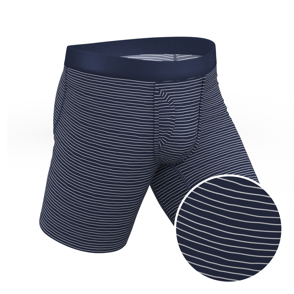 The Cheek Streak | White Stripe Ball Hammock® Boxer - Long Leg - Shinesty