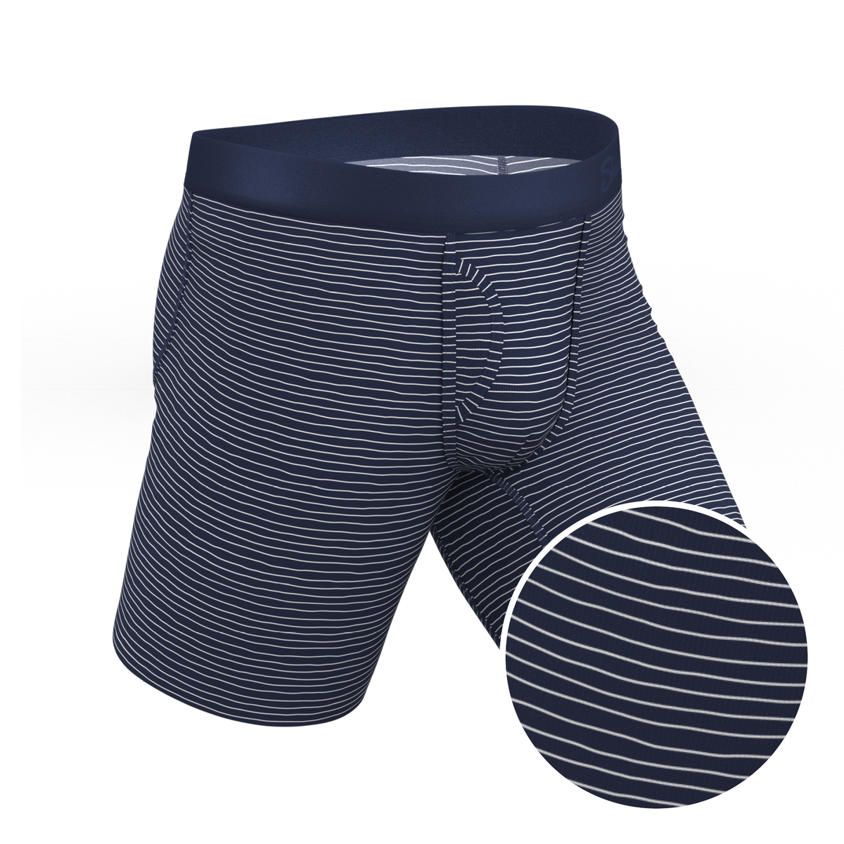 The Cheek Streak | White Stripe Ball Hammock® Boxer - Long Leg - Shinesty