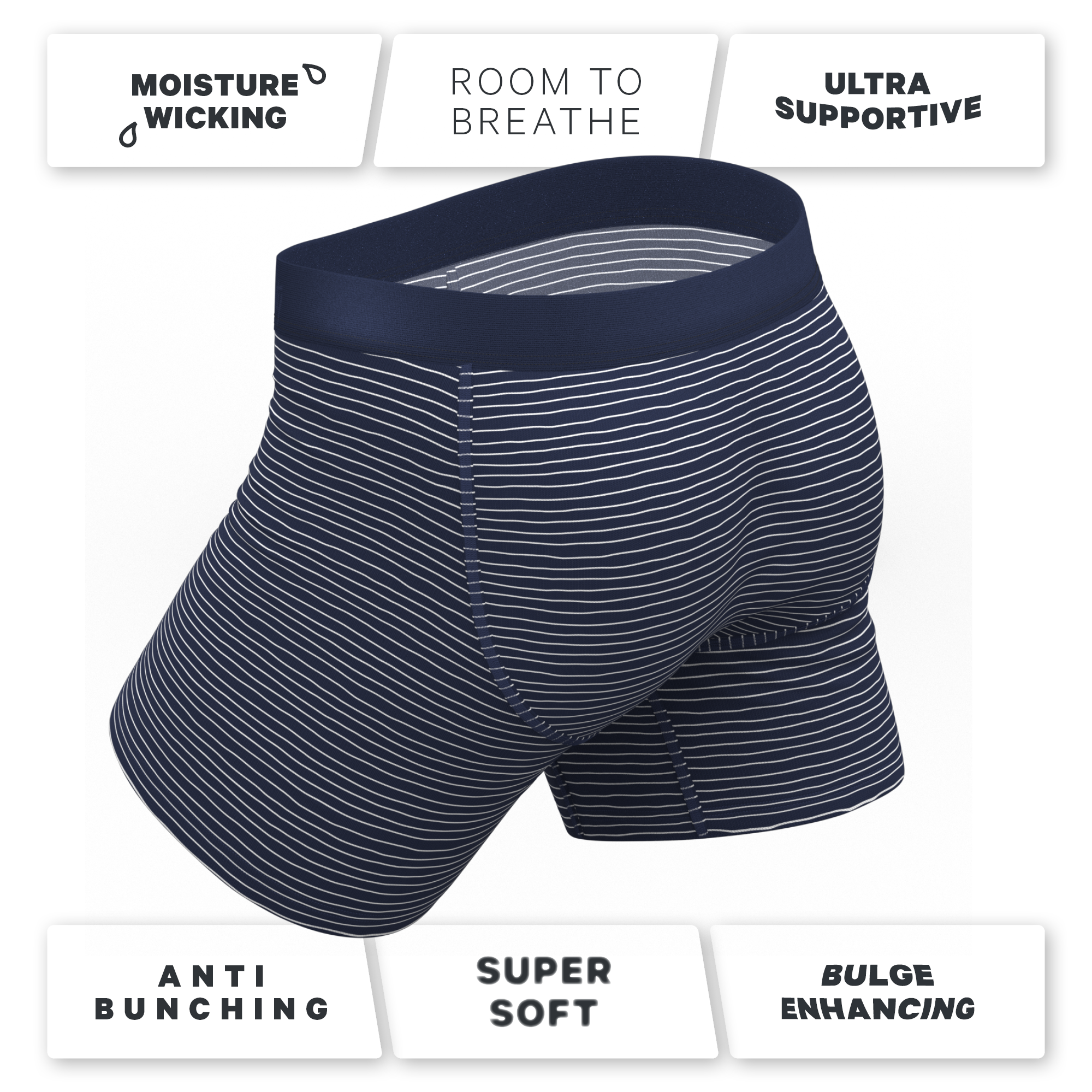 The Cheek Streak | White Stripe Ball Hammock® Pouch Underwear - Shinesty