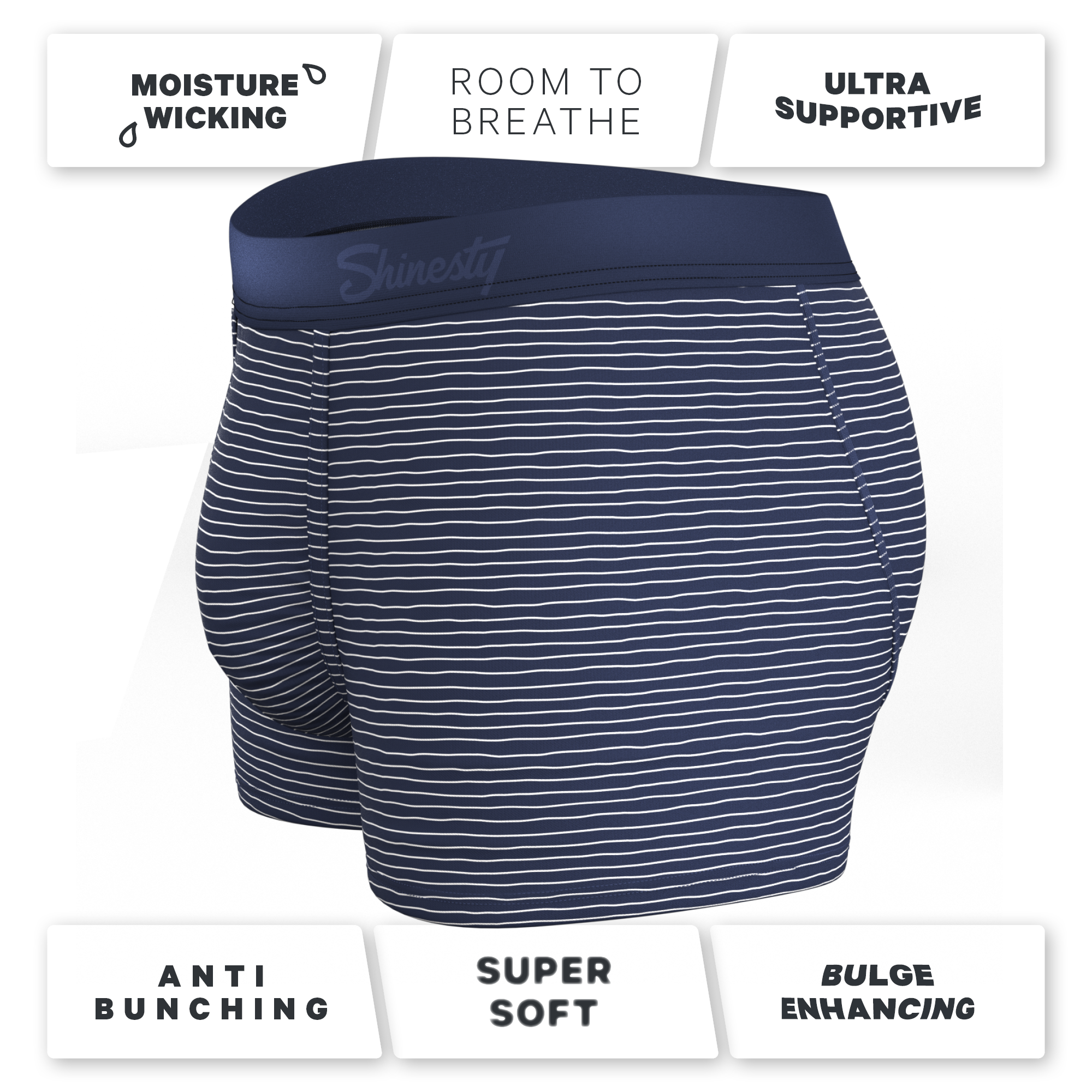 The Cheek Streak | White Stripe Ball Hammock® Pouch Trunks Underwear - Shinesty