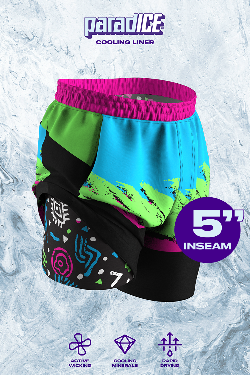The Cherry Slushy | Neon Retro Ball Hammock® 5 Inch Athletic Shorts - Shinesty