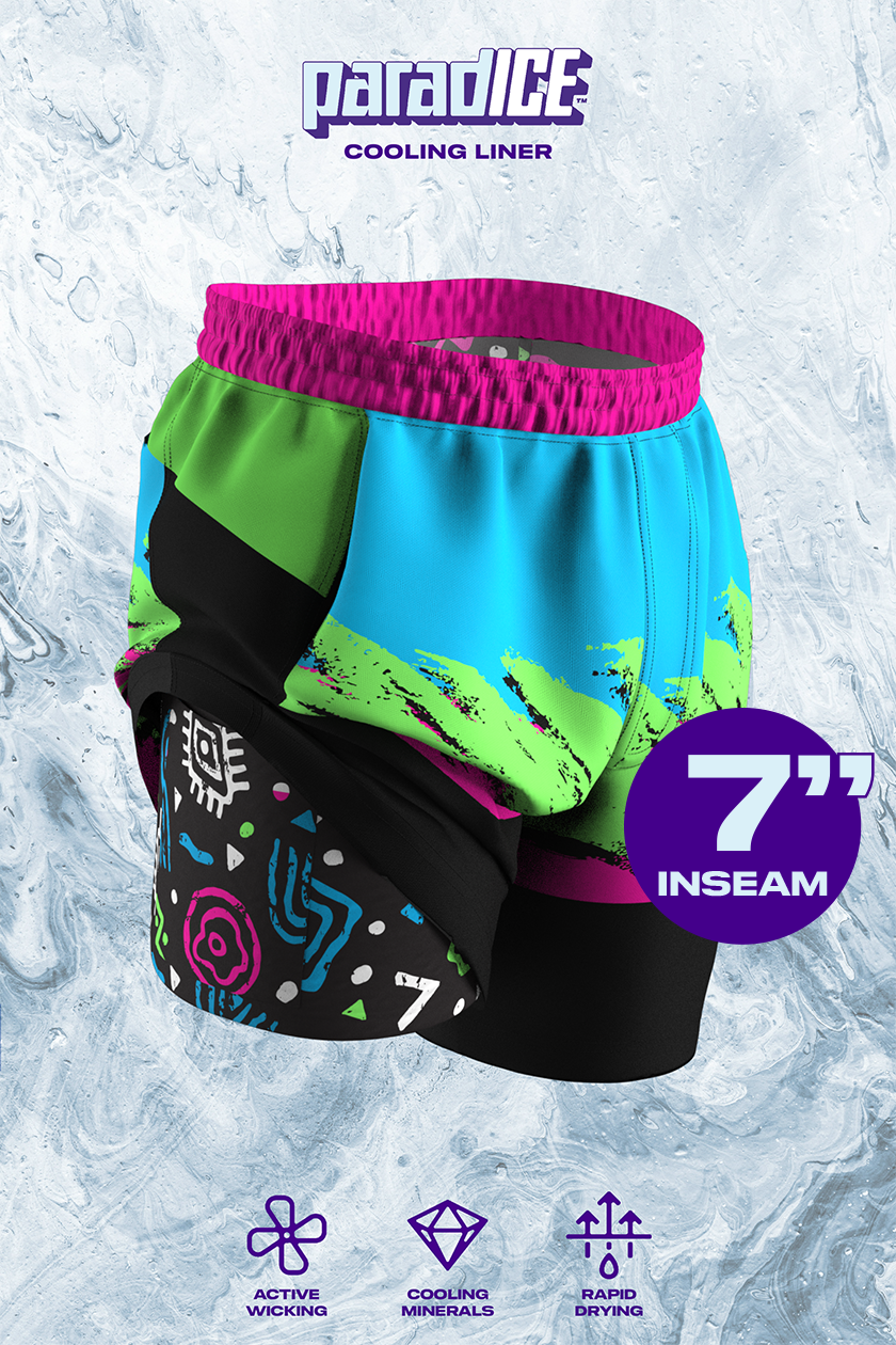 The Cherry Slushy | Neon Retro Ball Hammock® 7 Inch Athletic Shorts - Shinesty