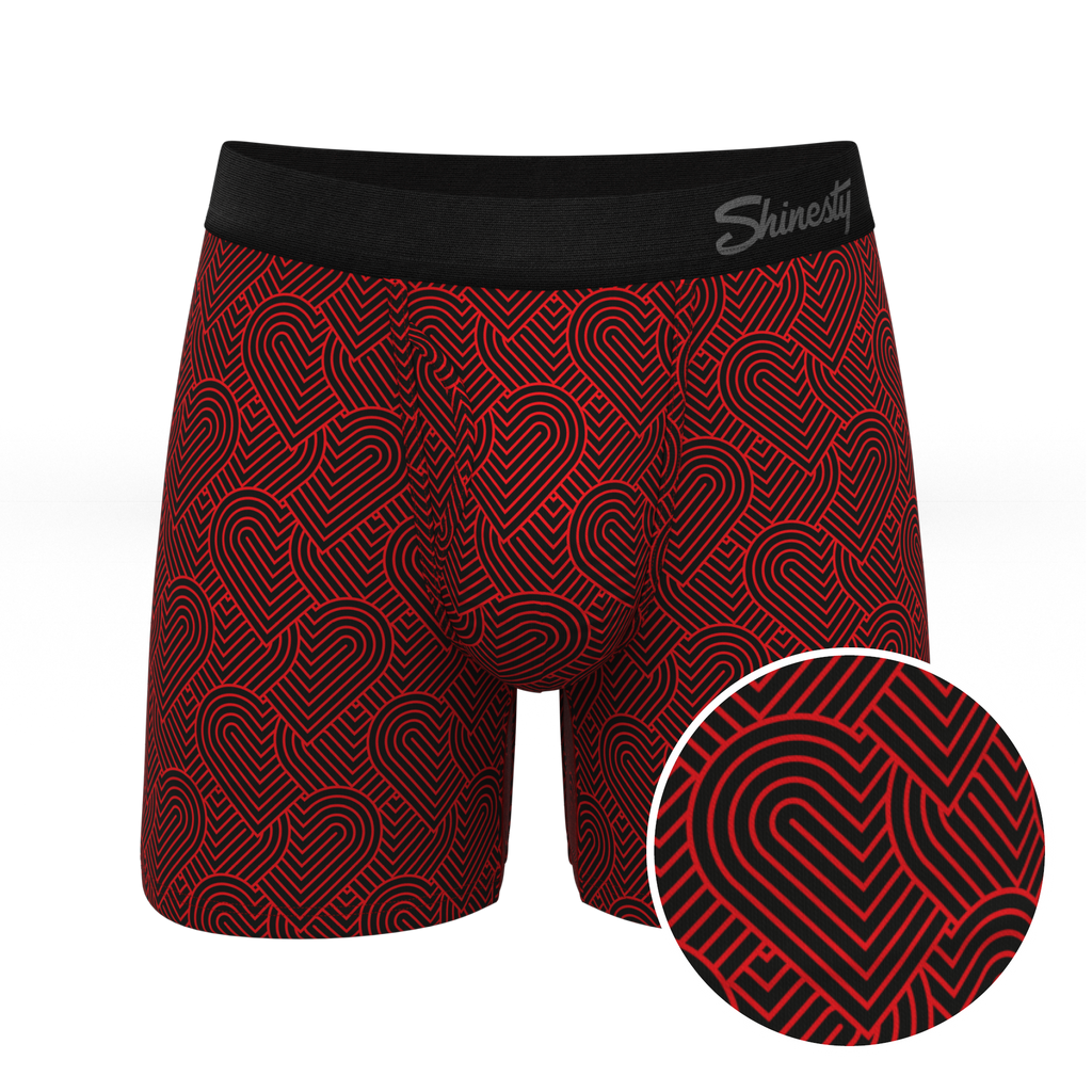 The Cherub | Geometric Hearts Ball Hammock® Pouch Underwear With Fly - Shinesty