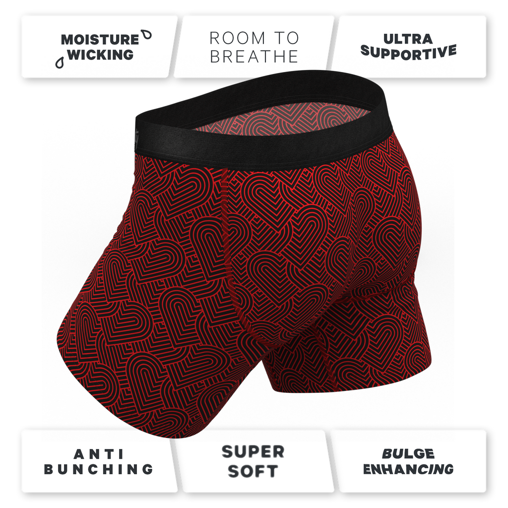 The Cherub | Geometric Hearts Ball Hammock® Pouch Underwear With Fly - Shinesty