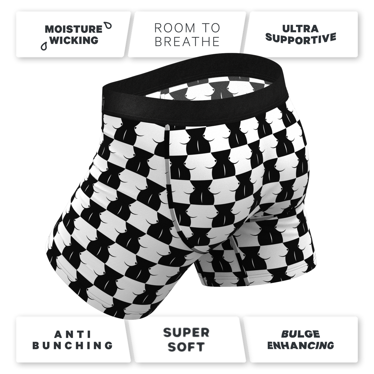 The Chest Mate | Checkered Ball Hammock® Pouch Underwear With Fly - Shinesty
