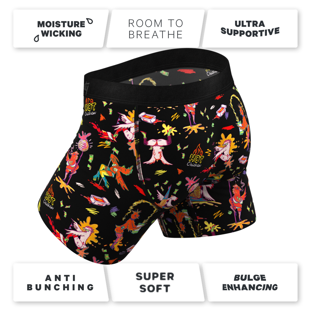 The Chicken Strips | Dancing Chickens Ball Hammock® Pouch Underwear With Fly - Shinesty