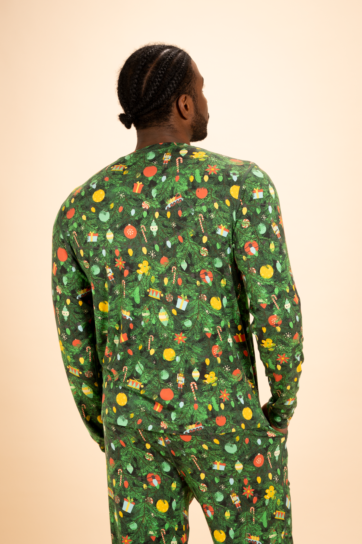 The Christmas Tree Camo | Christmas Tree SleepDeep™ Men’s Long Sleeve Pajama Shirt - Shinesty