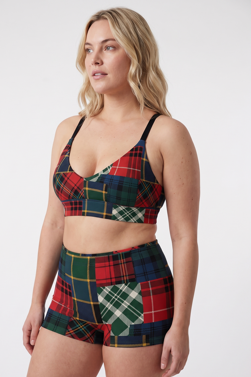 The Clash Of The Tartans | Tartan Patchwork Boob Hammock™ Plunge Bralette - Shinesty