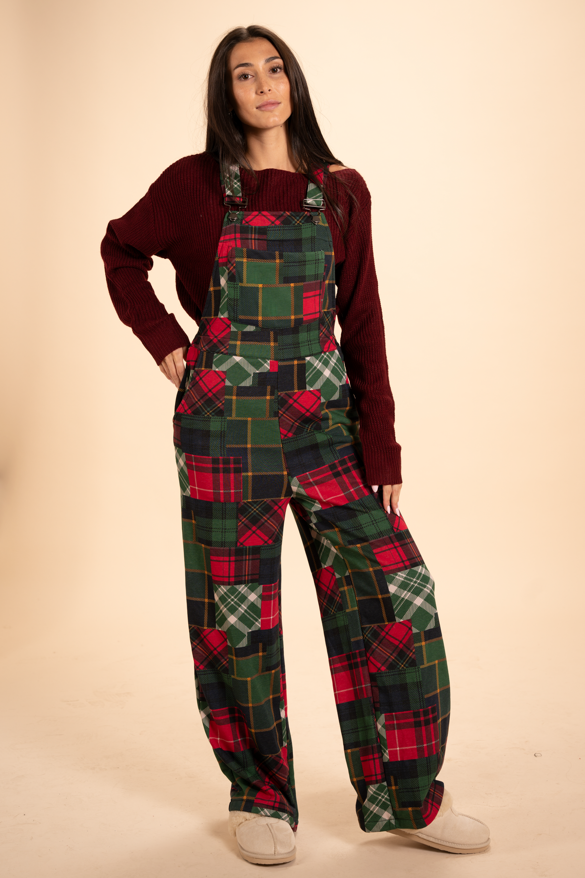 The Clash Of The Tartans | Tartan Patchwork Plaid Women's Wide Leg Pajamarall - Shinesty