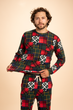 The Clash Of The Tartans | Tartan Patchwork SleepDeep™ Men’s Long Sleeve Pajama Shirt - Shinesty