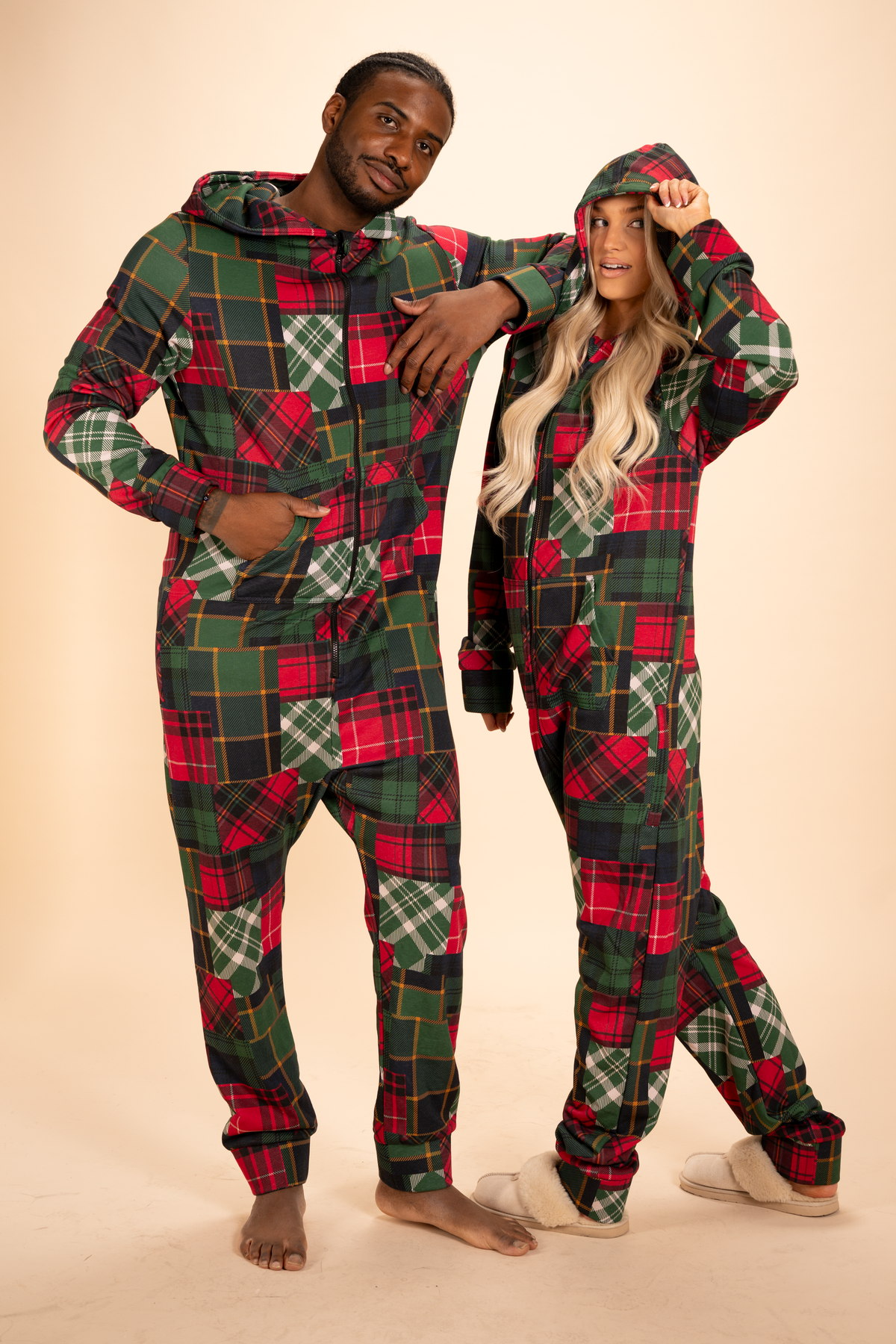 The Clash Of The Tartans | Tartan Patchwork Sexy Terry™ Men's Lounge Onesie - Shinesty