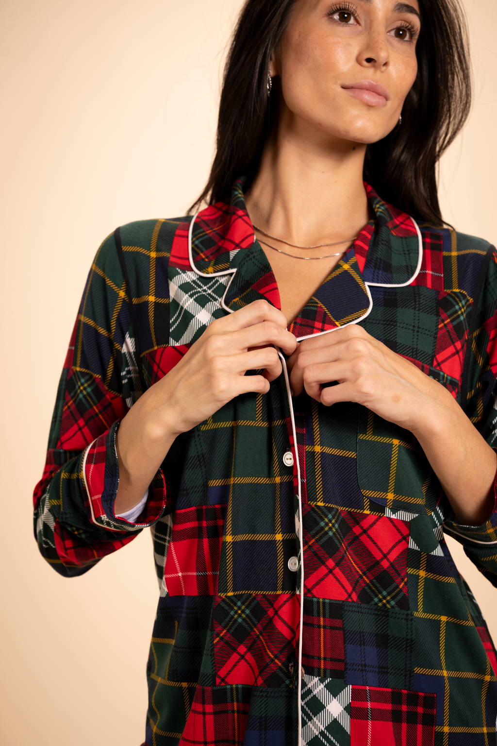 The Clash Of The Tartans | Tartan Patchwork SleepDeep™ Women’s Long Sleeve Pajama Set - Shinesty