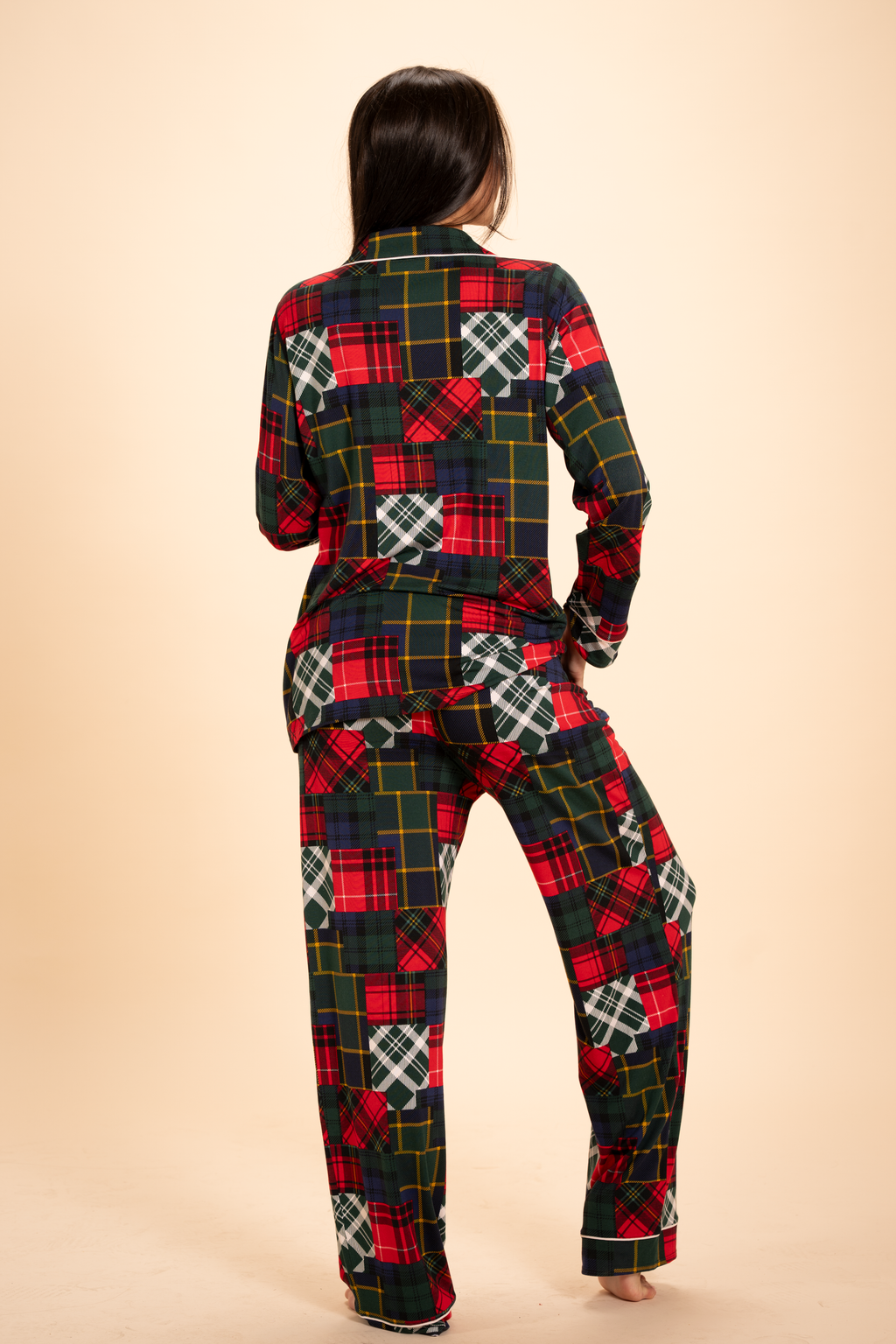 The Clash Of The Tartans | Tartan Patchwork SleepDeep™ Women’s Long Sleeve Pajama Set - Shinesty