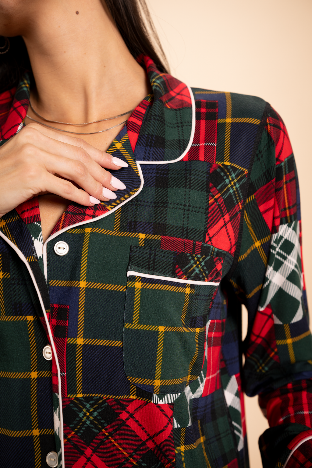 The Clash Of The Tartans | Tartan Patchwork SleepDeep™ Women’s Long Sleeve Pajama Set - Shinesty