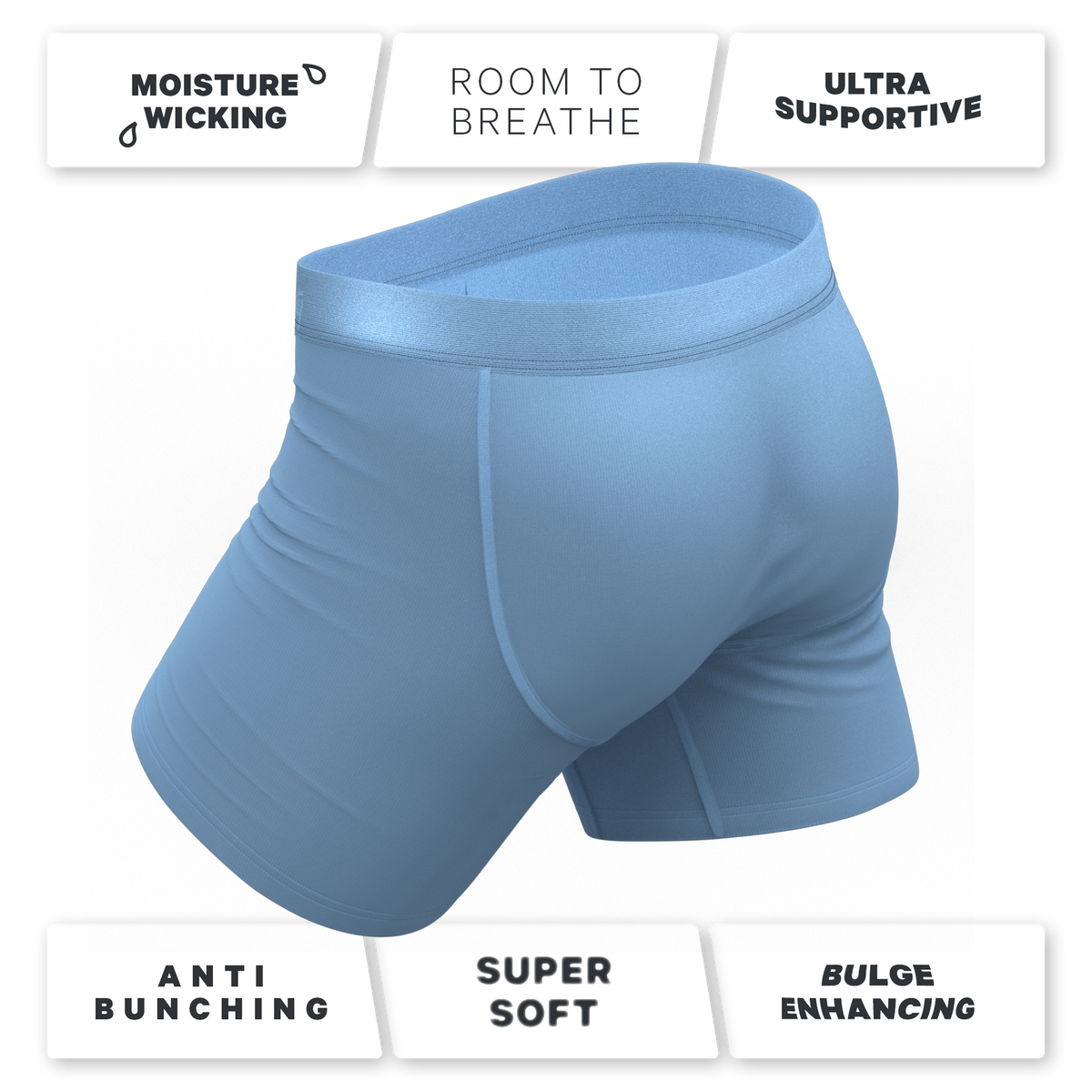 The Clear Skies | Light Blue Tonal Ball Hammock® Pouch Underwear With Fly - Shinesty
