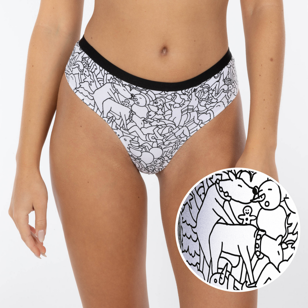 The Coloring Book | Outline Christmas Scene with Markers Cheeky Underwear - Shinesty