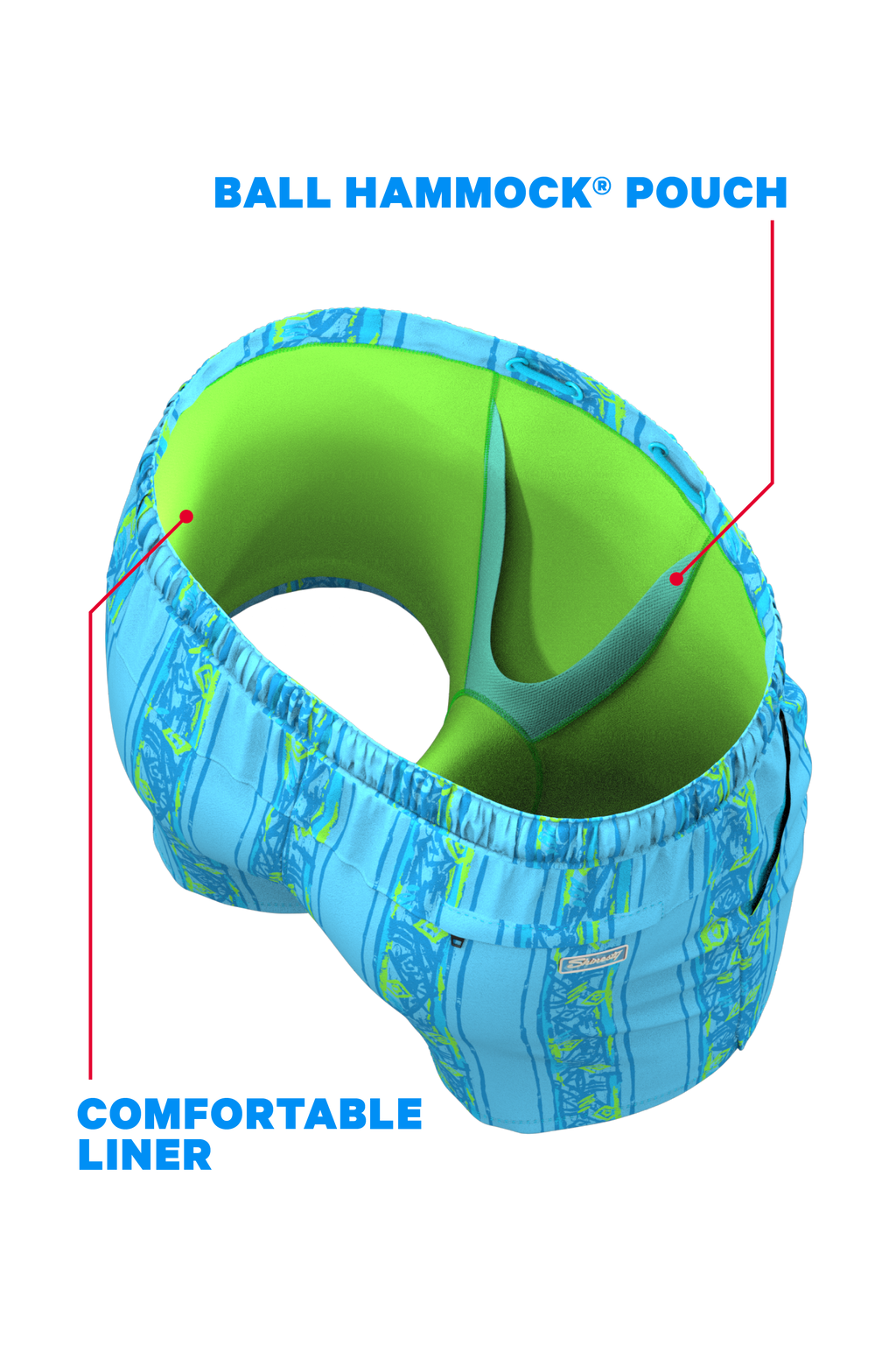 The Conch Shell | Light Blue Retro Ball Hammock® Pouch 5" Swim Trunks - Shinesty