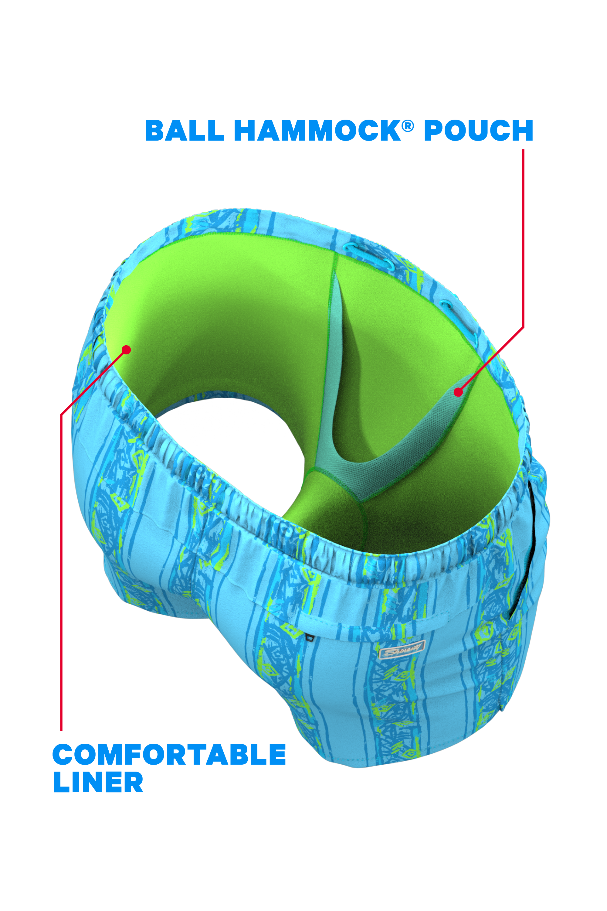 The Conch Shell | Light Blue Retro Ball Hammock® Pouch 8" Swim Trunks - Shinesty