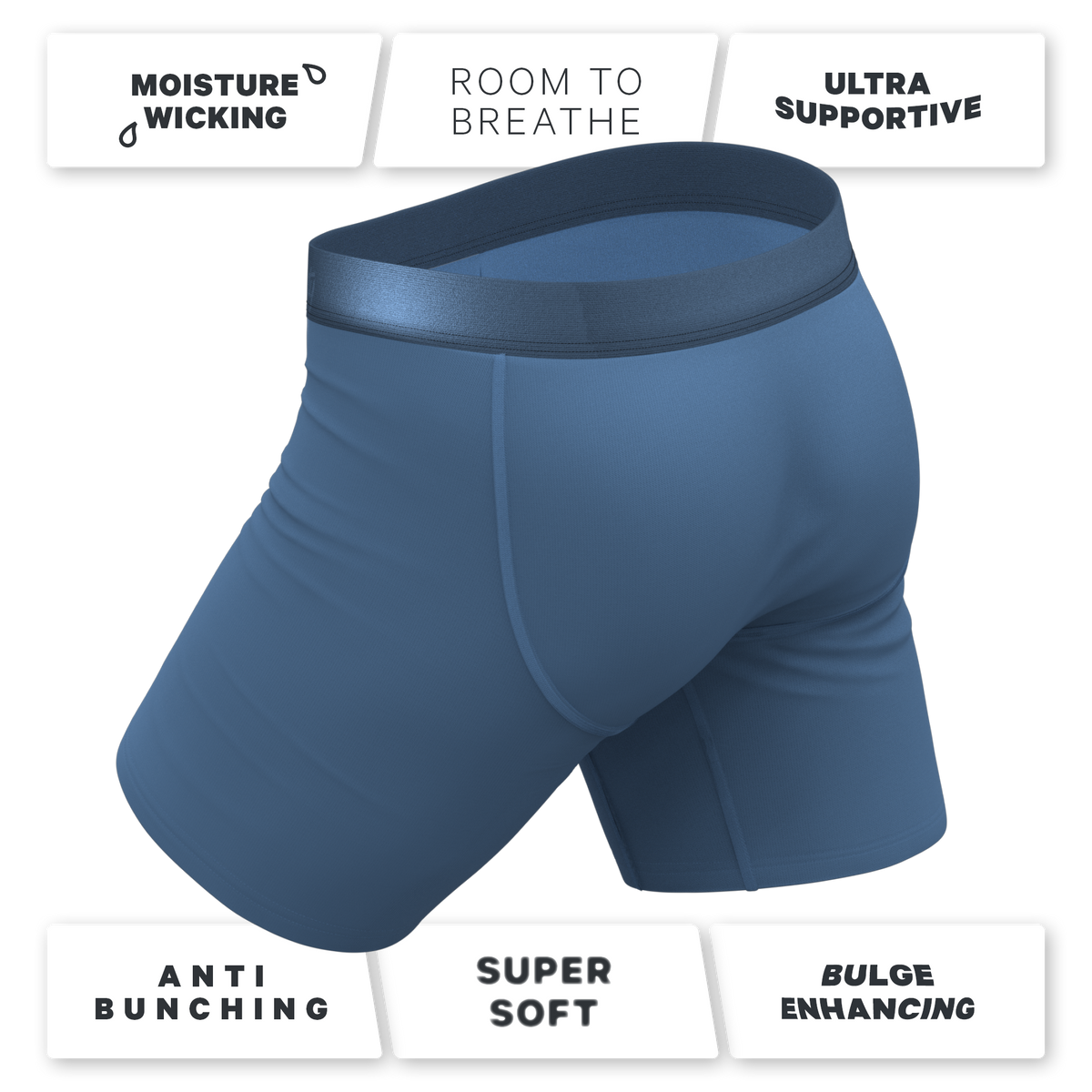 The Cool Cobalt | Slate Blue Ball Hammock® Boxer - Long Leg - Shinesty