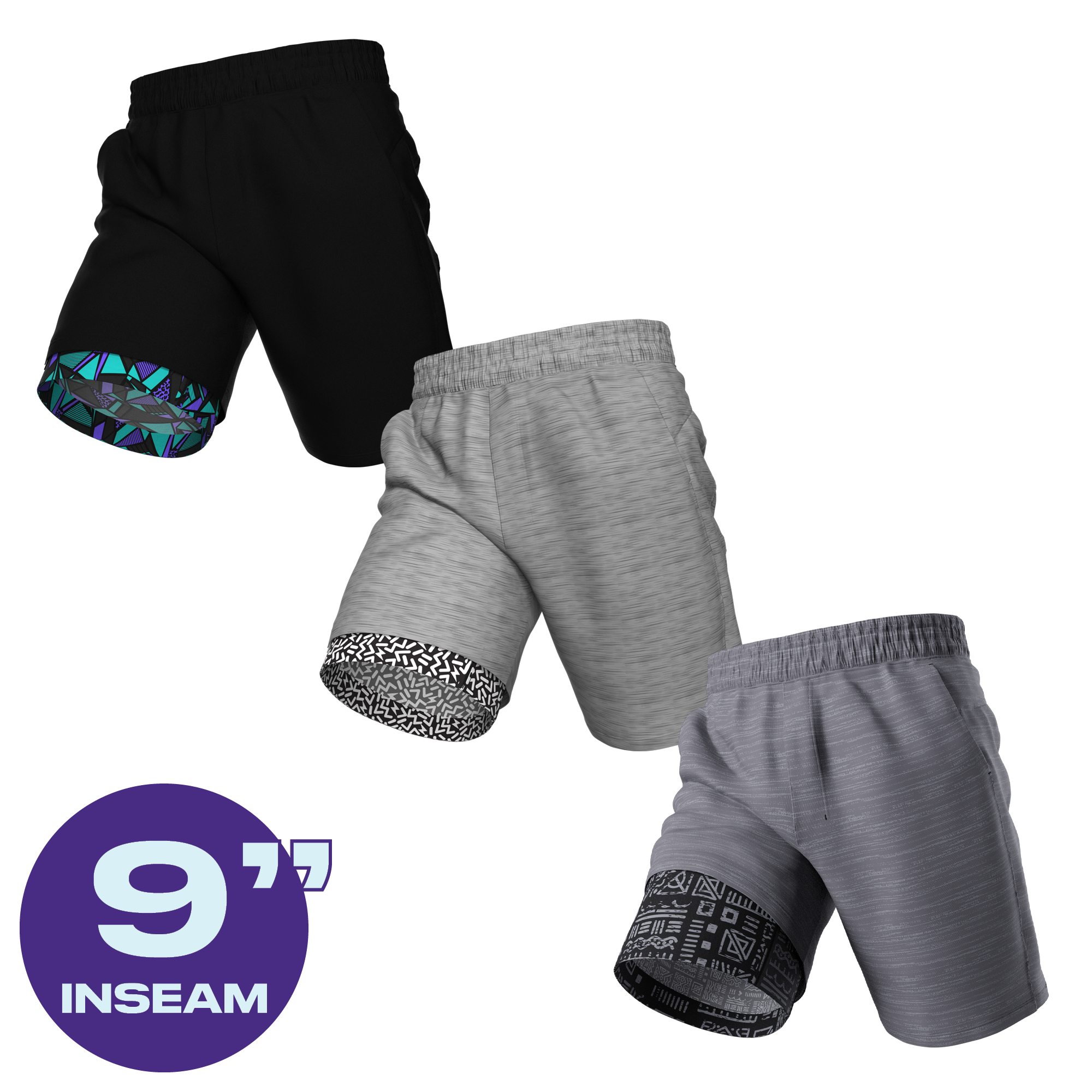 The Cooldown | Ball Hammock® 9 Inch Athletic Shorts 3 Pack - Shinesty