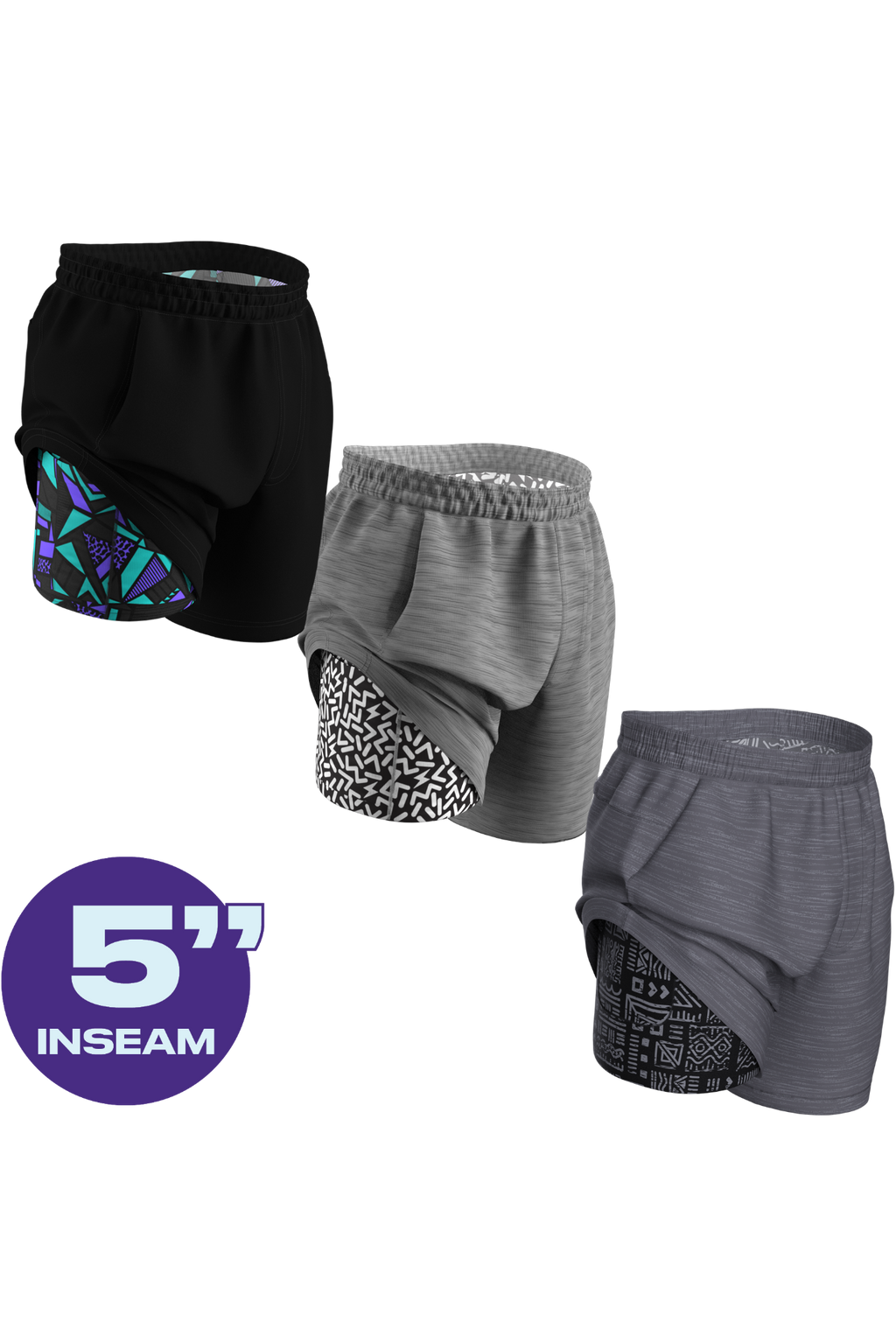 The Cooldown | Ball Hammock® 5 Inch Athletic Shorts 3 Pack - Shinesty