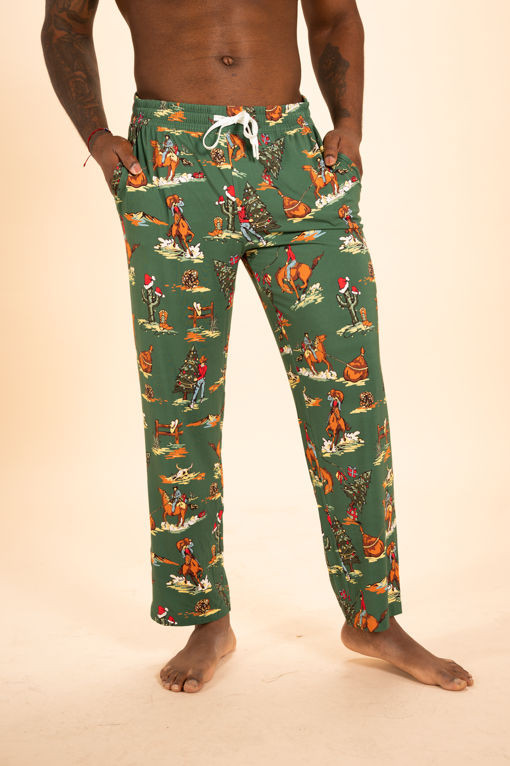 The Cowboy Christmas | Holiday Western Men's Straight Leg Pajama Pants - Shinesty