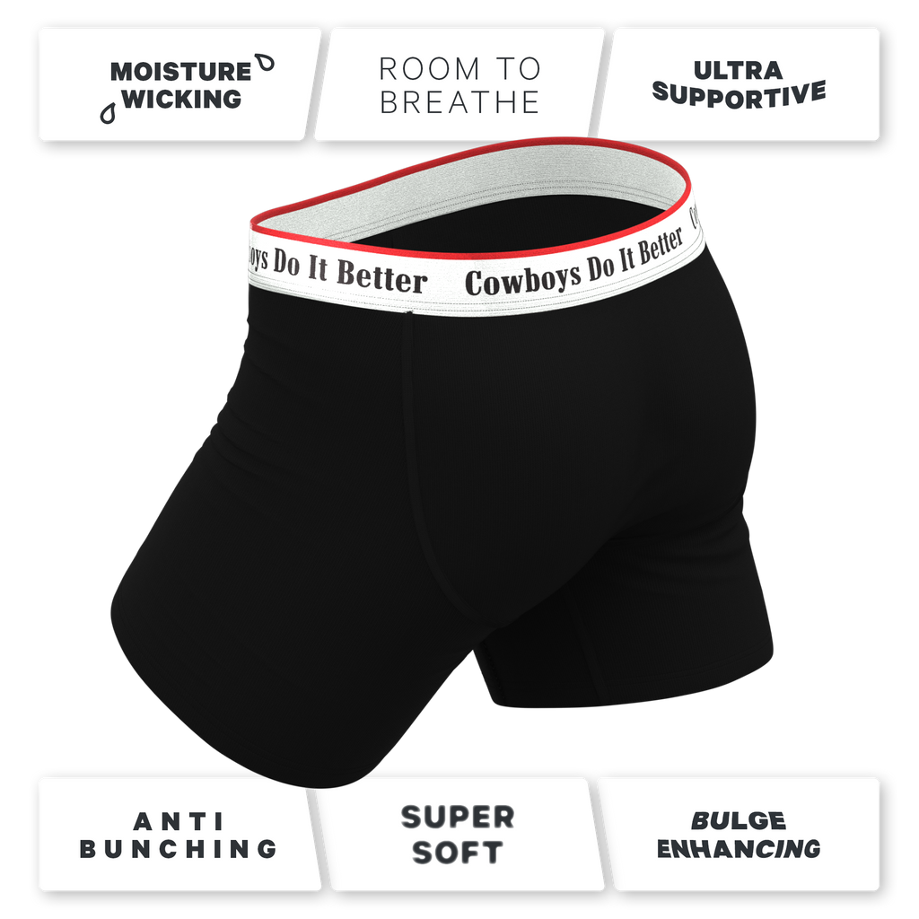 The Cowboys Do It Better | Black Shinesty x Diamond Cross Ranch Ball Hammock® Pouch Underwear With Fly - Shinesty