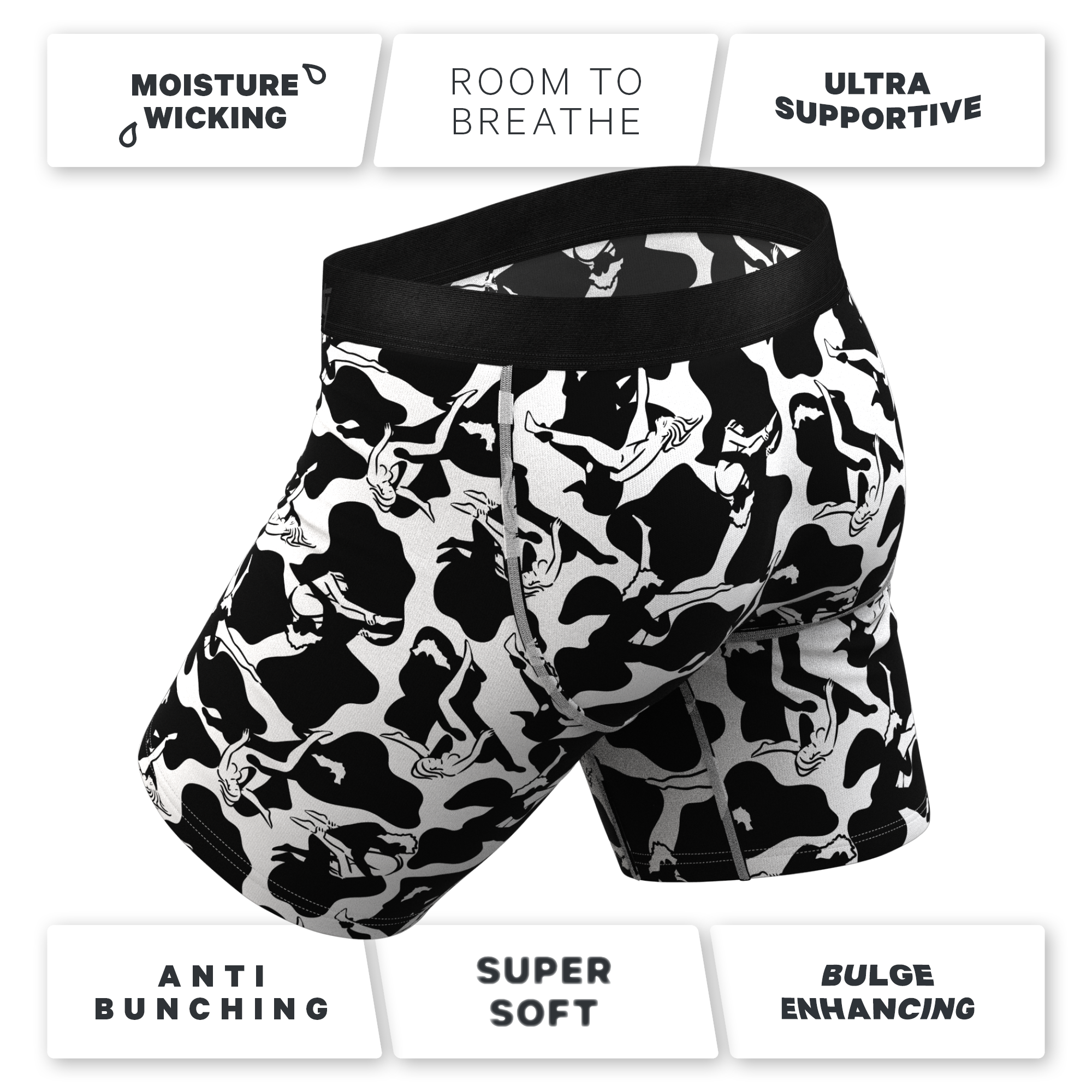 The Cowmasutra | Naughty Abstract Ball Hammock® Boxer - Long Leg - Shinesty