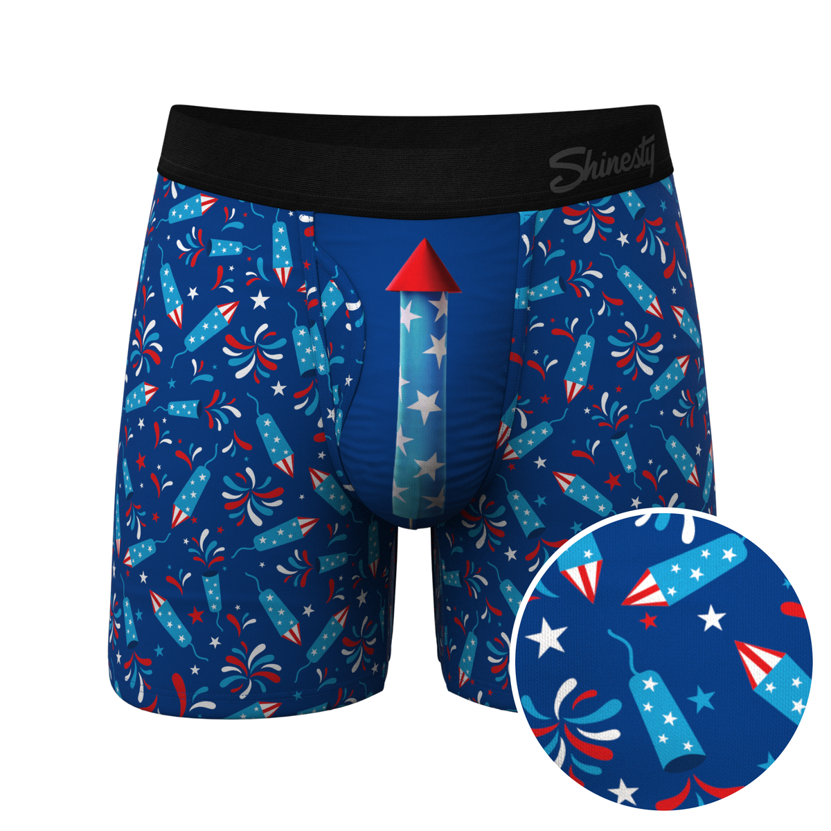 The Crotch Rocket | USA Firecracker Ball Hammock® Pouch Underwear With Fly - Shinesty