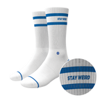 The Cruiser | Blue and White Stripe Heel Hammock™ Crew Socks - Shinesty