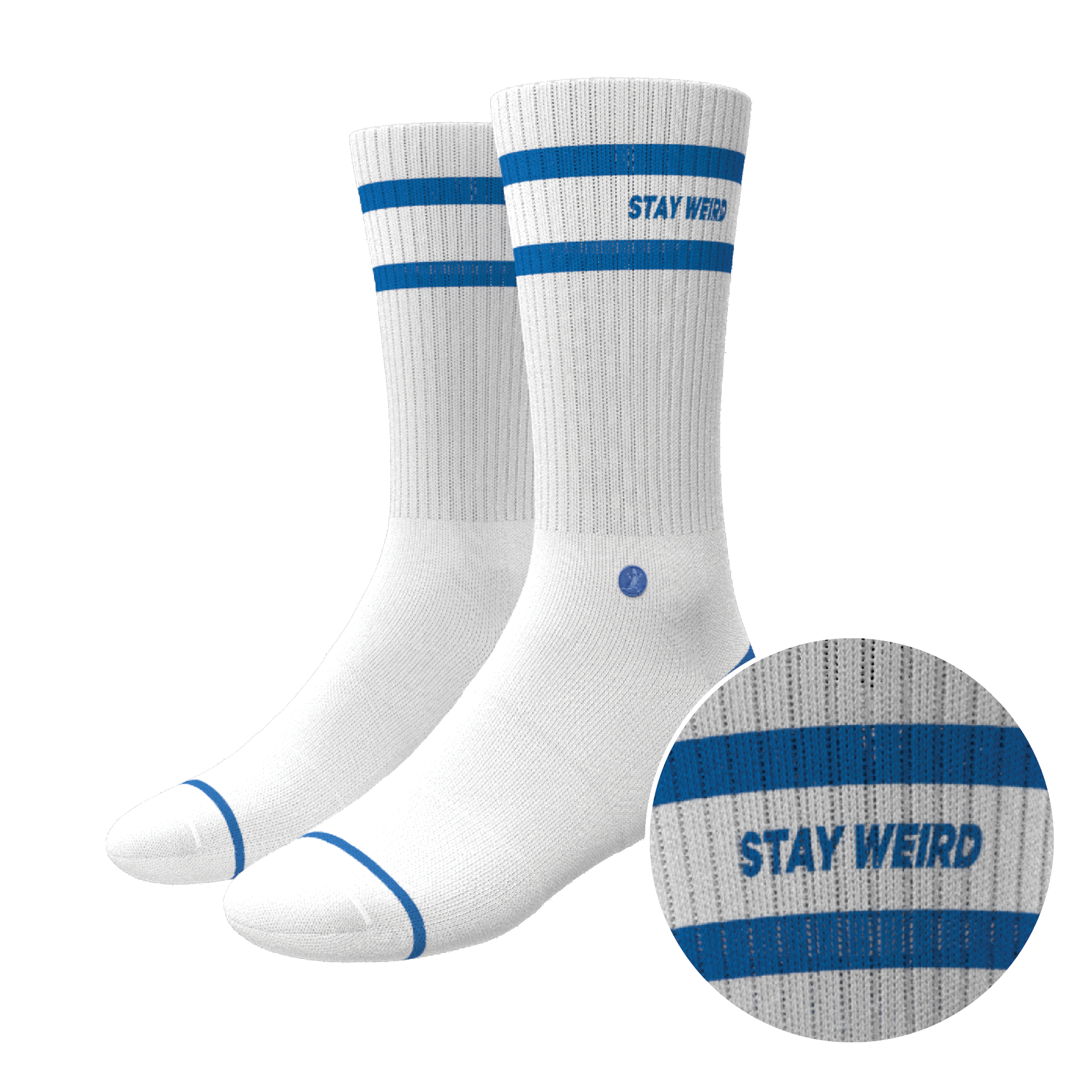 The Cruiser | Blue and White Stripe Heel Hammock™ Crew Socks - Shinesty