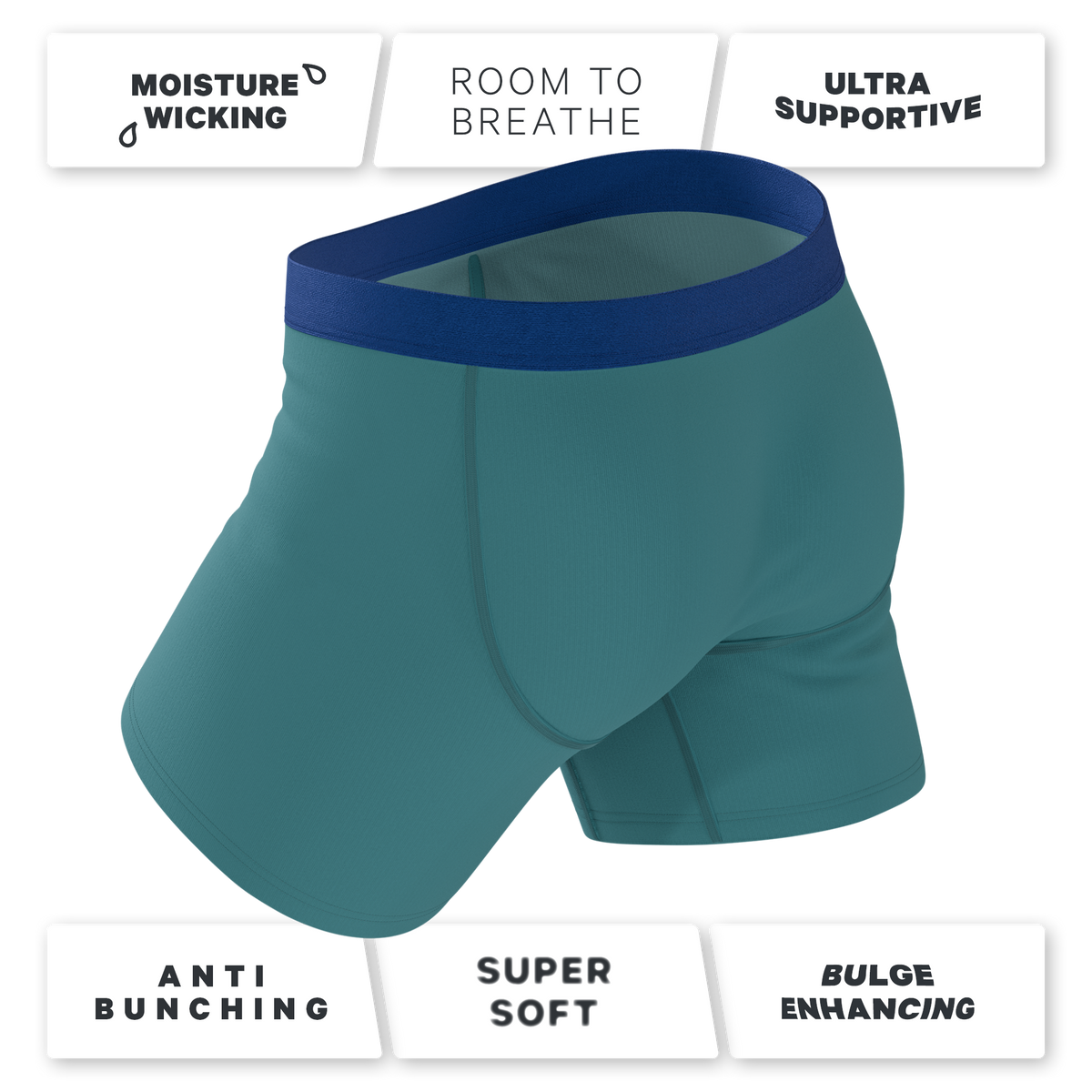 The Curacao | Teal Ball Hammock® Pouch Underwear With Fly - Shinesty